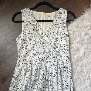 S womens maison Jules boutique polka dot spotted white black dress v neck lined